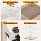 23.6-Inch Wood-Look Cat Tree Bed with Three Levels, Removable Soft Mats and Brown Finish for Indoor Cats
