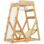 Cat Tree Triangle Cat Tower with Sisal Scratching Posts, Soft Hammock Bed & Hanging Feather Toys – Bamboo Stable Cat Climbing Tower for Indoor Cats, Kittens & Small Cats, Space-Saving Design