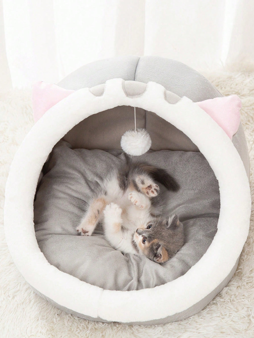1pc Gray Cat-Shaped Pet Bed Suitable For Small & Medium-Sized Cats And Dogs, All Seasons Puppy Keep Dog Bed Cat Bed