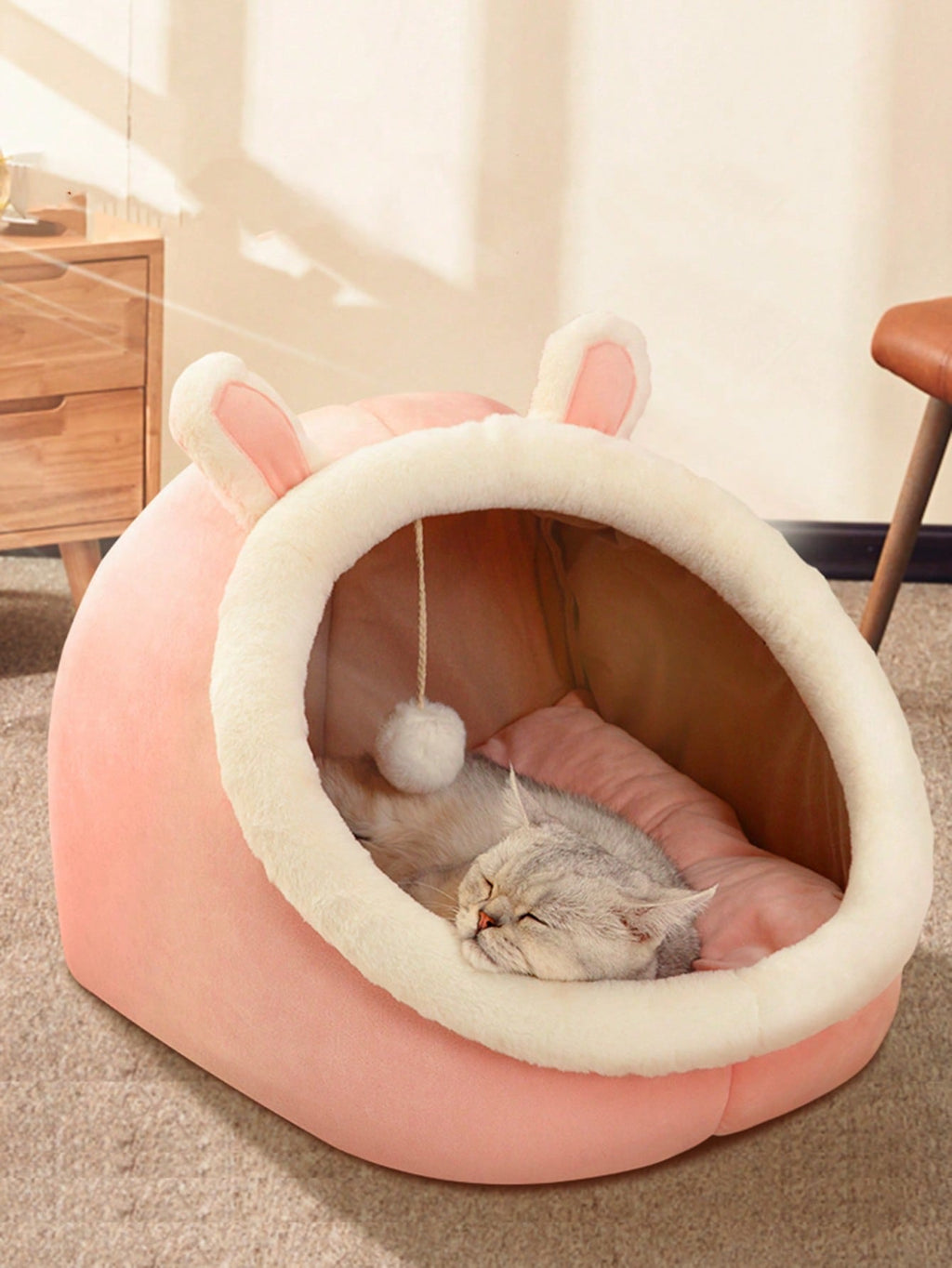 1pc Gray Cat-Shaped Pet Bed Suitable For Small & Medium-Sized Cats And Dogs, All Seasons Puppy Keep Dog Bed Cat Bed