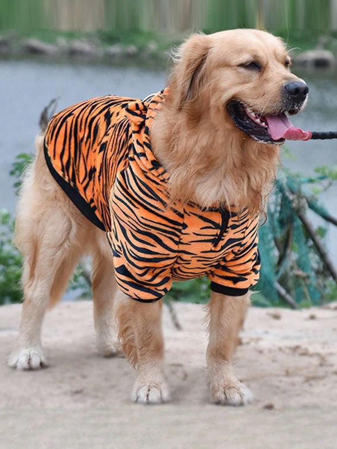 1pc Winter Warmer Pet Clothes For Medium To Large Sized Dogs Such As Golden Retriever / Labrador, With Funny Tiger Costume Design