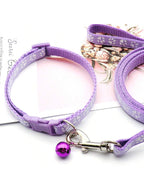 1pc Light Purple Collar And Leash Set With Adjustable Size For Small Pets
