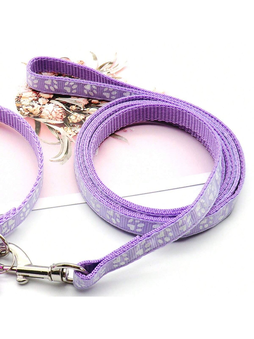 1pc Light Purple Collar And Leash Set With Adjustable Size For Small Pets
