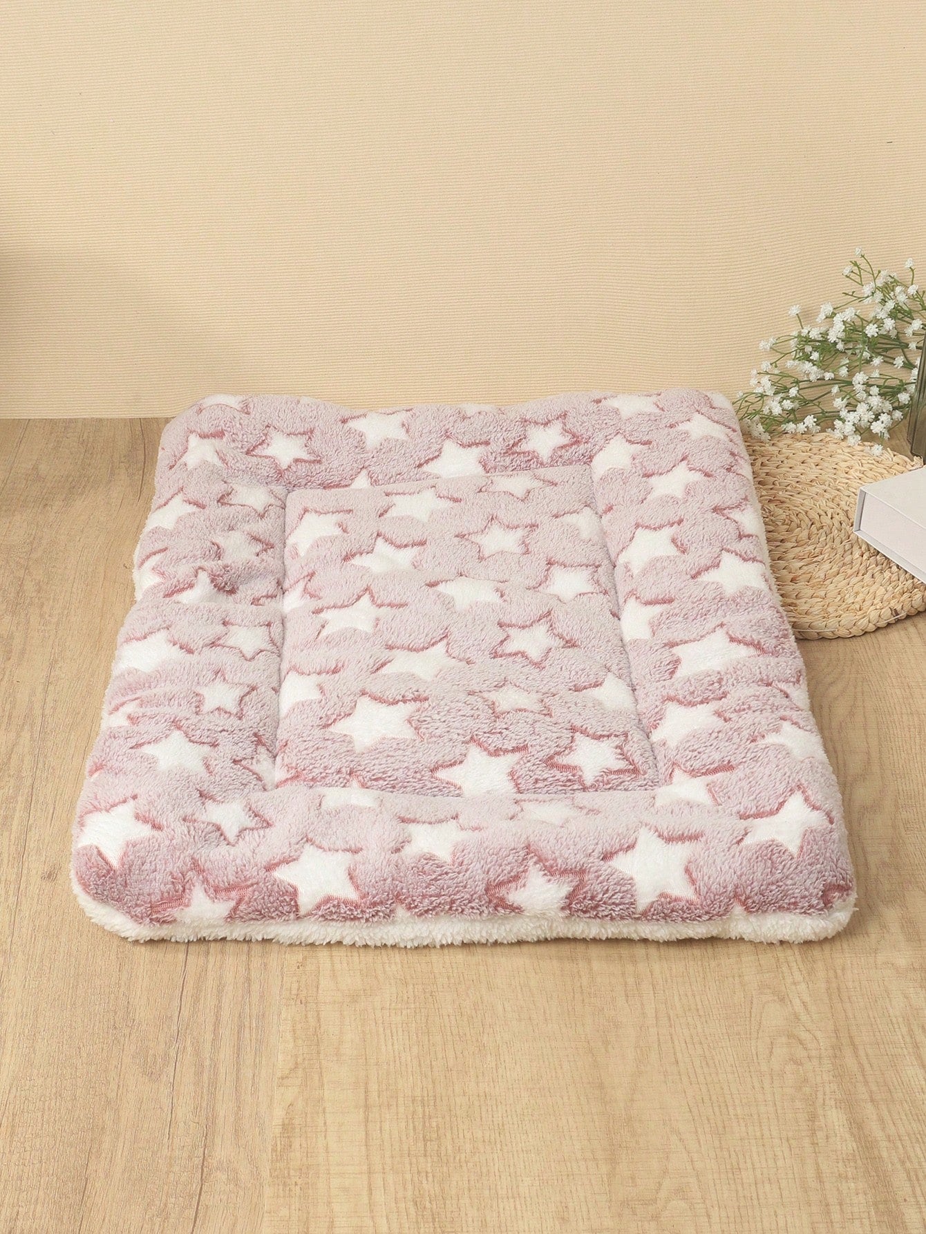 1pc Polyester Star & Heart Breathable Washable Thick Pet Bed Mat For Medium-Small Cats & Dogs, All Seasons (Teddy/Bichon Frise)