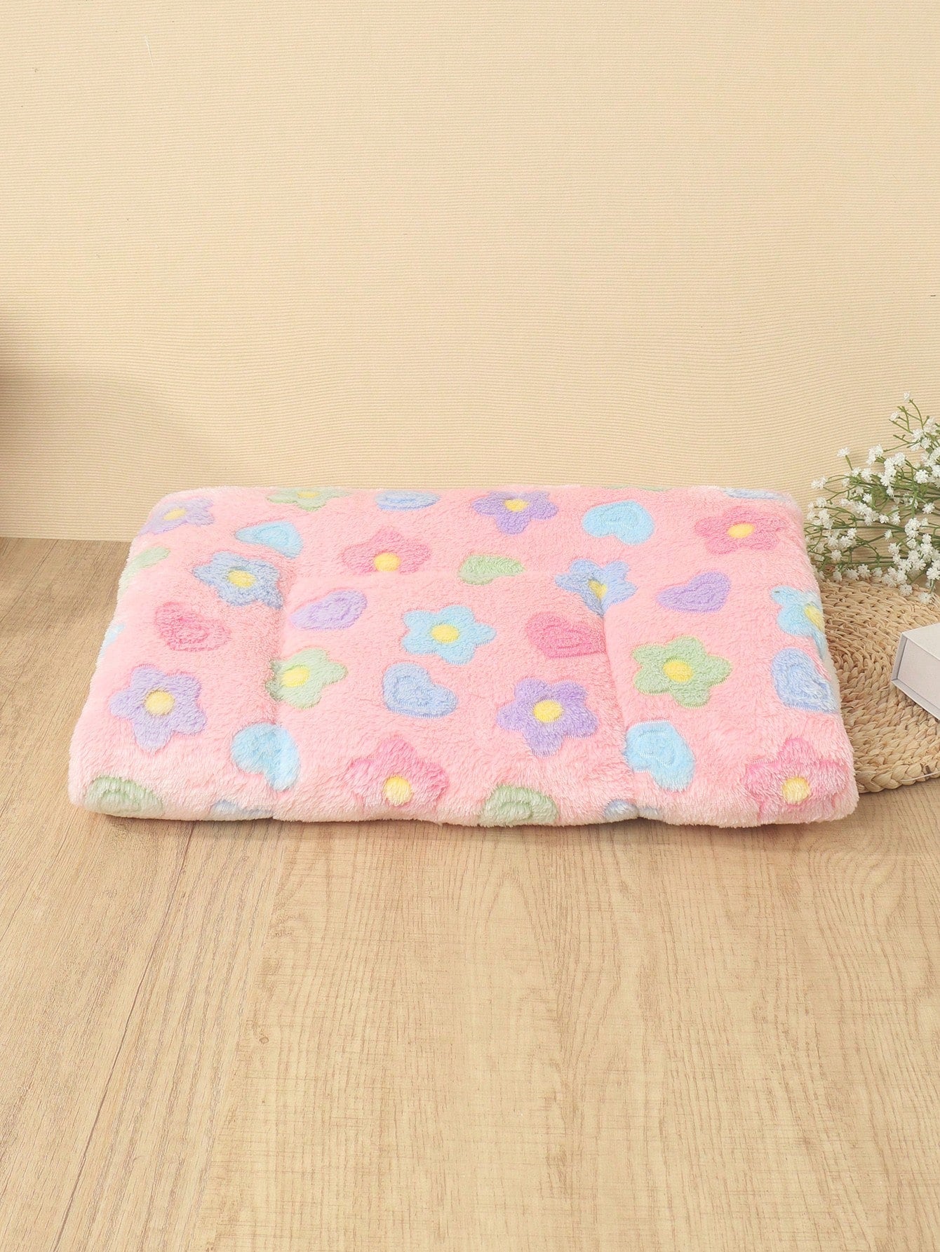 1pc Polyester Star & Heart Breathable Washable Thick Pet Bed Mat For Medium-Small Cats & Dogs, All Seasons (Teddy/Bichon Frise)