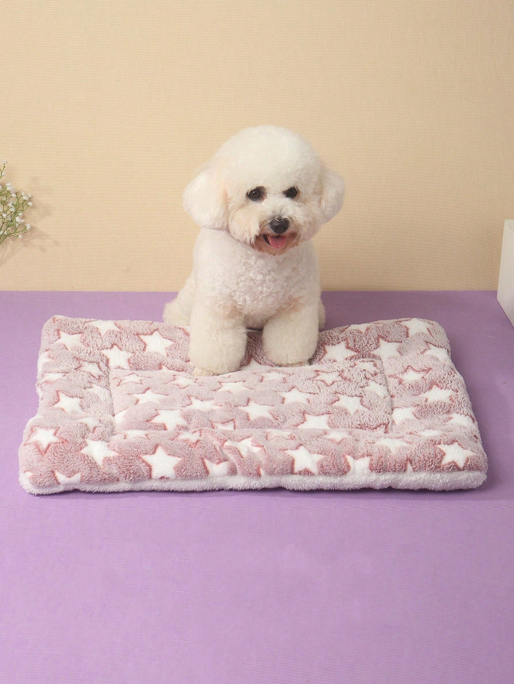 1pc Polyester Star & Heart Breathable Washable Thick Pet Bed Mat For Medium-Small Cats & Dogs, All Seasons (Teddy/Bichon Frise)