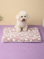 1pc Polyester Star & Heart Breathable Washable Thick Pet Bed Mat For Medium-Small Cats & Dogs, All Seasons (Teddy/Bichon Frise)