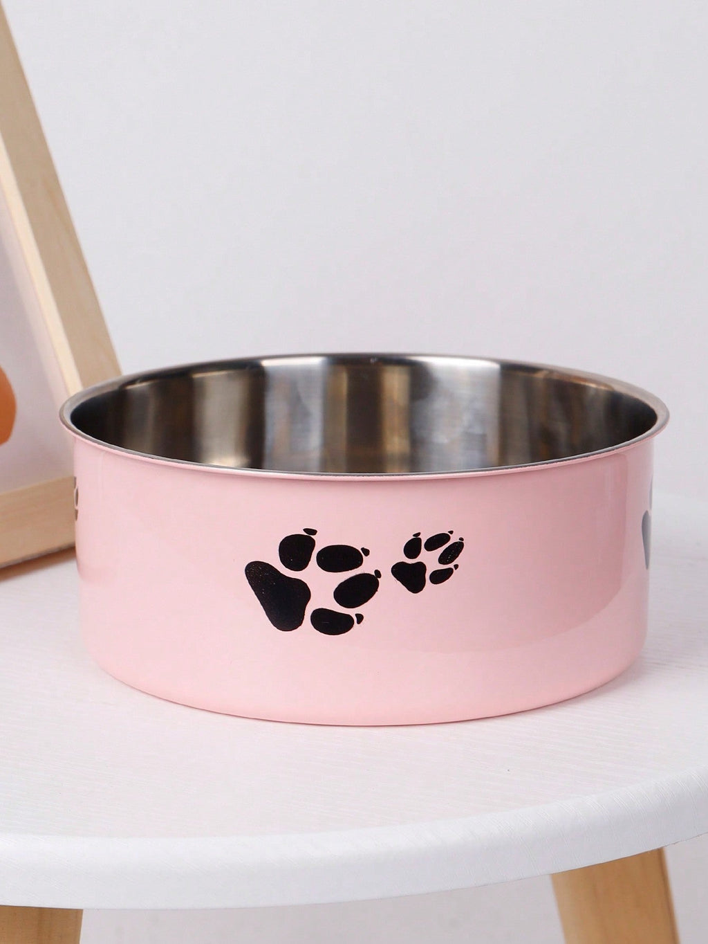 Supet 1pc Cartoon Paw Prints Design Stainless Steel Anti-Slip Pet Bowl For Small And Medium Dogs, Suitable For Indoor And Outdoor Use