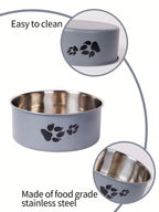 Supet 1pc Cartoon Paw Prints Design Stainless Steel Anti-Slip Pet Bowl For Small And Medium Dogs, Suitable For Indoor And Outdoor Use