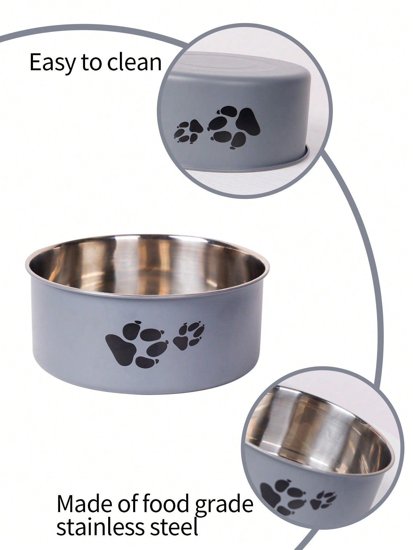Supet 1pc Cartoon Paw Prints Design Stainless Steel Anti-Slip Pet Bowl For Small And Medium Dogs, Suitable For Indoor And Outdoor Use