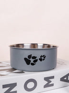 Supet 1pc Cartoon Paw Prints Design Stainless Steel Anti-Slip Pet Bowl For Small And Medium Dogs, Suitable For Indoor And Outdoor Use