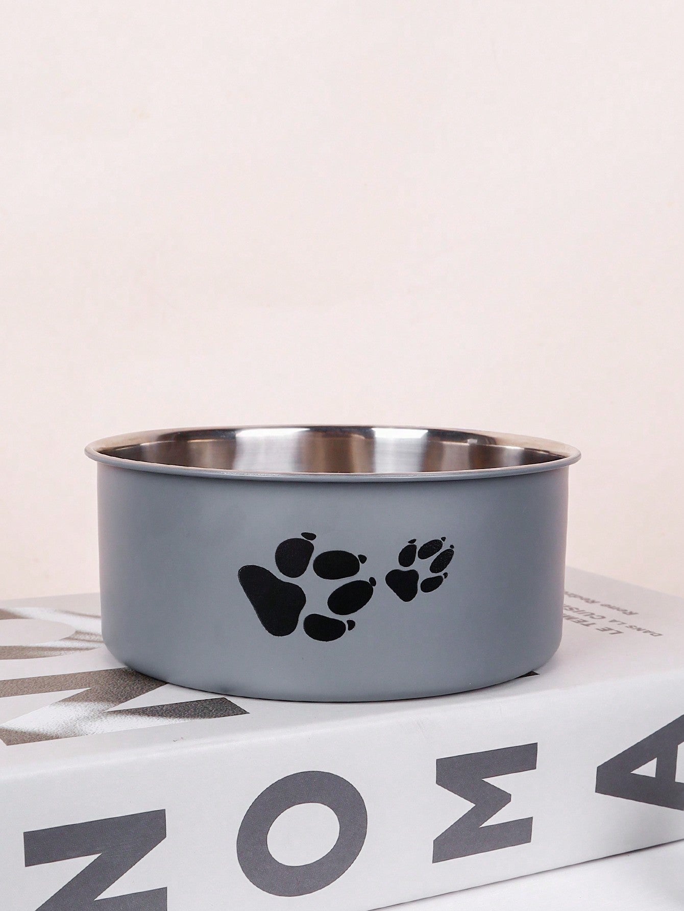 Supet 1pc Cartoon Paw Prints Design Stainless Steel Anti-Slip Pet Bowl For Small And Medium Dogs, Suitable For Indoor And Outdoor Use