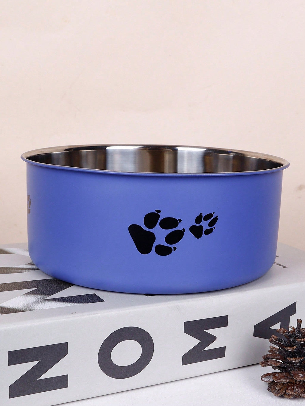 Supet 1pc Cartoon Paw Prints Design Stainless Steel Anti-Slip Pet Bowl For Small And Medium Dogs, Suitable For Indoor And Outdoor Use
