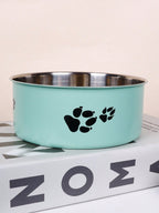 Supet 1pc Cartoon Paw Prints Design Stainless Steel Anti-Slip Pet Bowl For Small And Medium Dogs, Suitable For Indoor And Outdoor Use