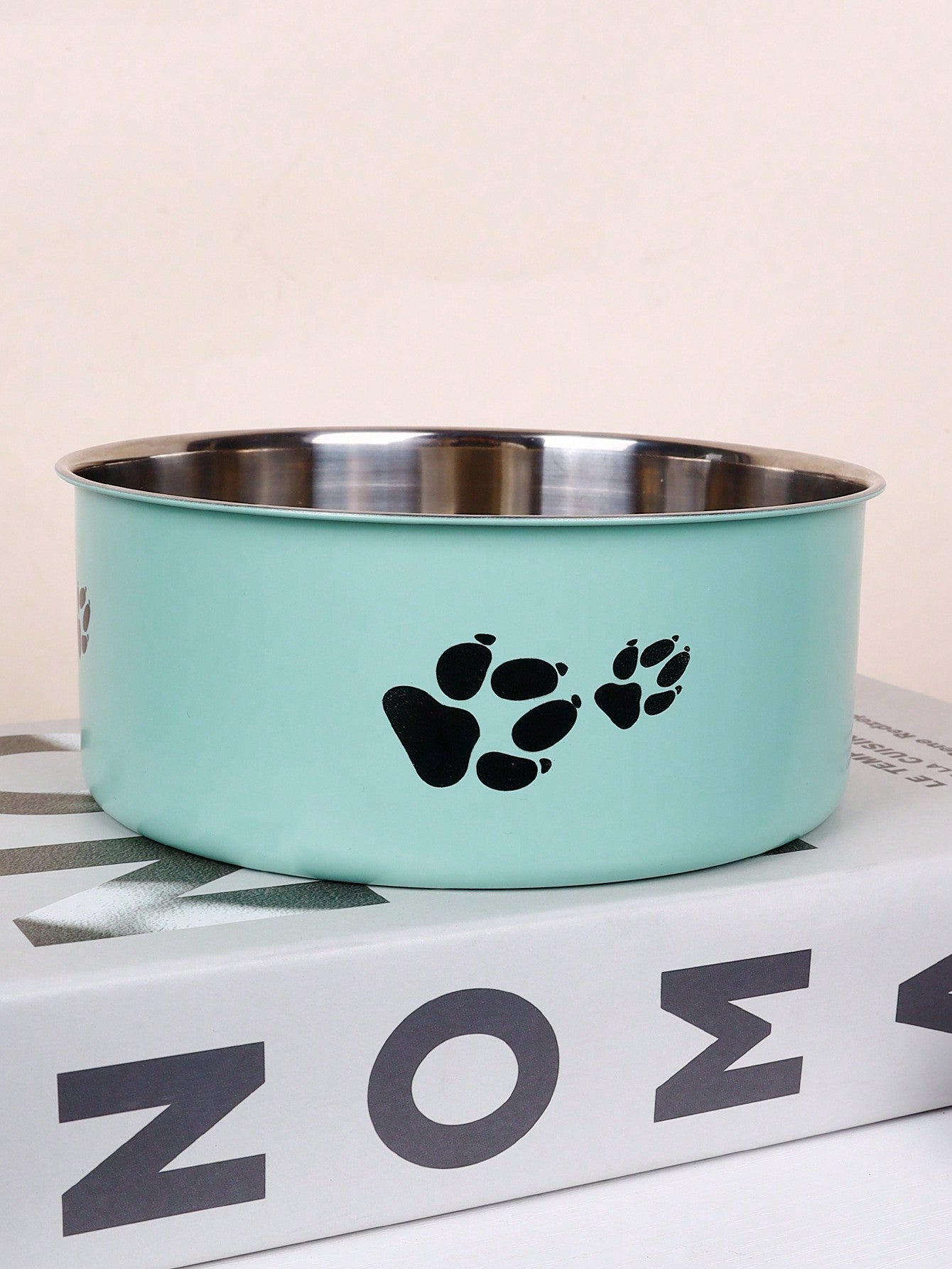 Supet 1pc Cartoon Paw Prints Design Stainless Steel Anti-Slip Pet Bowl For Small And Medium Dogs, Suitable For Indoor And Outdoor Use