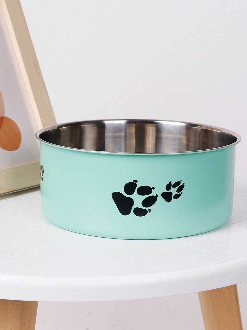 Supet 1pc Cartoon Paw Prints Design Stainless Steel Anti-Slip Pet Bowl For Small And Medium Dogs, Suitable For Indoor And Outdoor Use