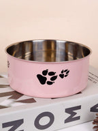 Supet 1pc Cartoon Paw Prints Design Stainless Steel Anti-Slip Pet Bowl For Small And Medium Dogs, Suitable For Indoor And Outdoor Use