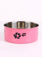 Supet 1pc Cartoon Paw Prints Design Stainless Steel Anti-Slip Pet Bowl For Small And Medium Dogs, Suitable For Indoor And Outdoor Use
