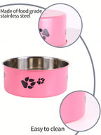 Supet 1pc Cartoon Paw Prints Design Stainless Steel Anti-Slip Pet Bowl For Small And Medium Dogs, Suitable For Indoor And Outdoor Use