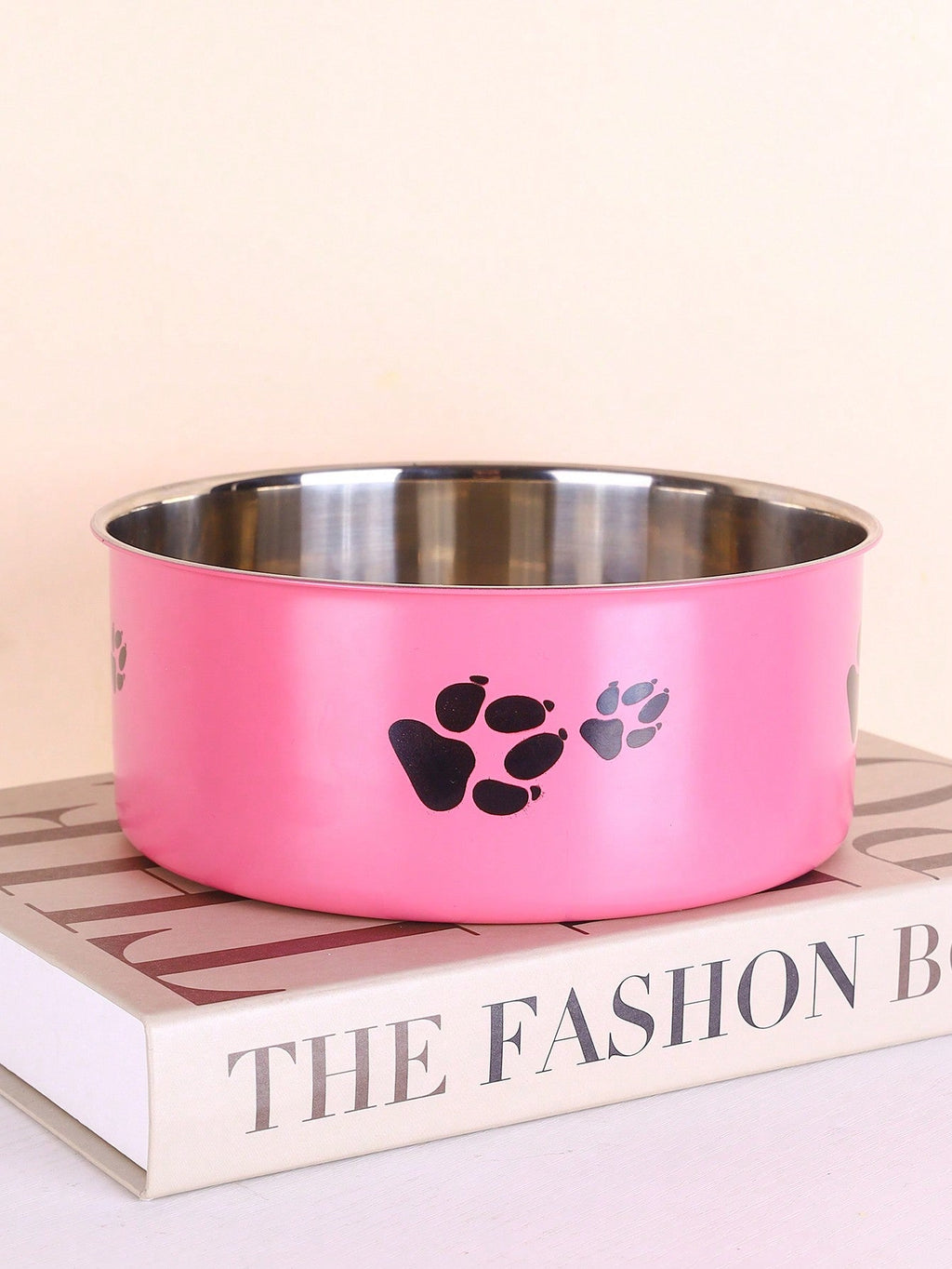 Supet 1pc Cartoon Paw Prints Design Stainless Steel Anti-Slip Pet Bowl For Small And Medium Dogs, Suitable For Indoor And Outdoor Use