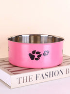 Supet 1pc Cartoon Paw Prints Design Stainless Steel Anti-Slip Pet Bowl For Small And Medium Dogs, Suitable For Indoor And Outdoor Use