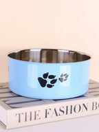 Supet 1pc Cartoon Paw Prints Design Stainless Steel Anti-Slip Pet Bowl For Small And Medium Dogs, Suitable For Indoor And Outdoor Use