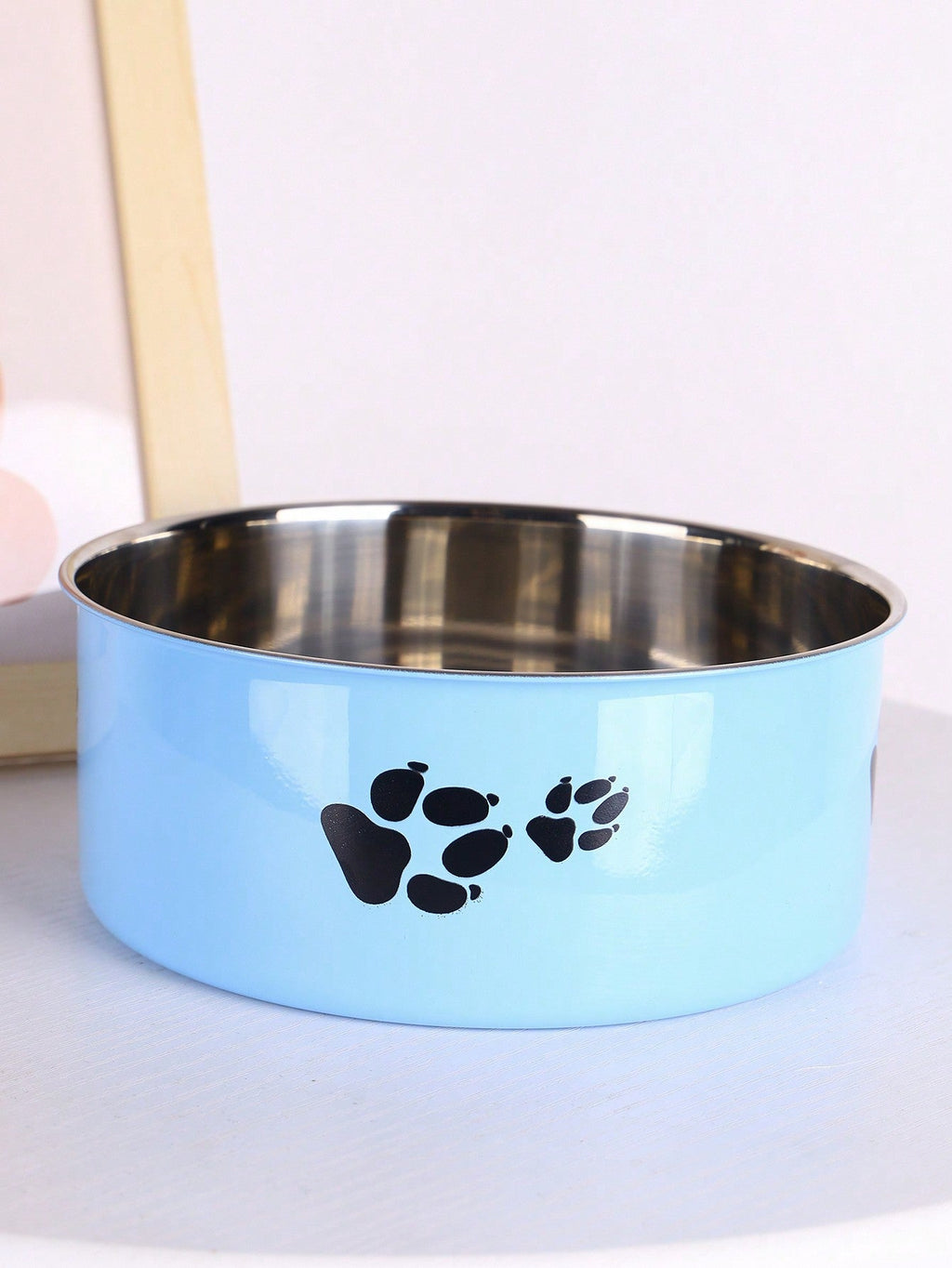 Supet 1pc Cartoon Paw Prints Design Stainless Steel Anti-Slip Pet Bowl For Small And Medium Dogs, Suitable For Indoor And Outdoor Use