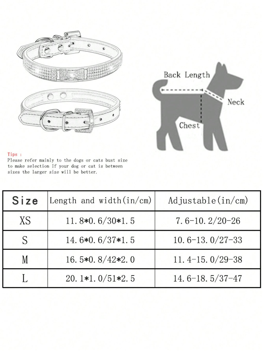 1pc Shiny Rhinestone Collar Leather Dog Collar Crystal Diamond Pet Collar, For Small And Medium Dogs