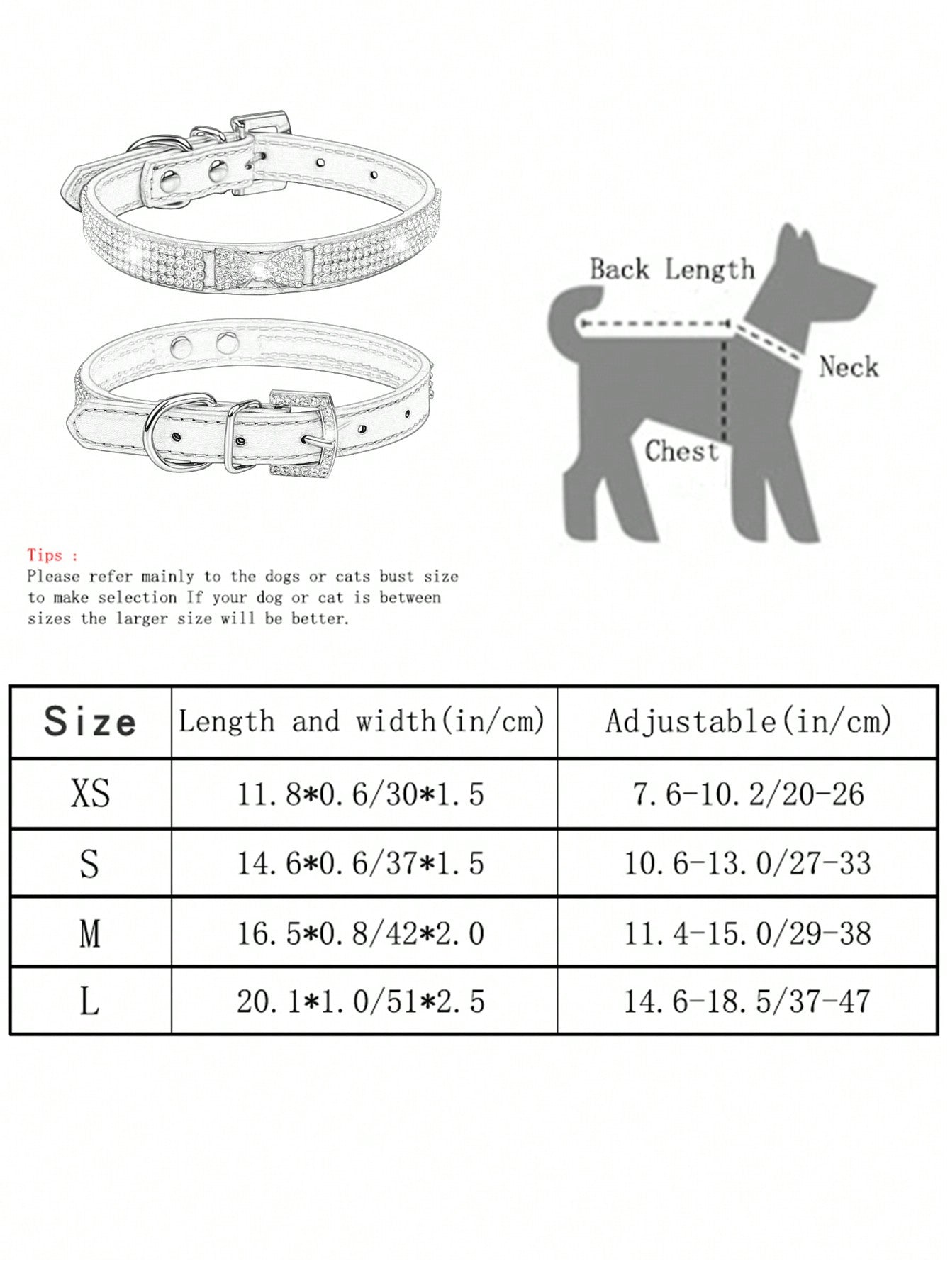1pc Shiny Rhinestone Collar Leather Dog Collar Crystal Diamond Pet Collar, For Small And Medium Dogs