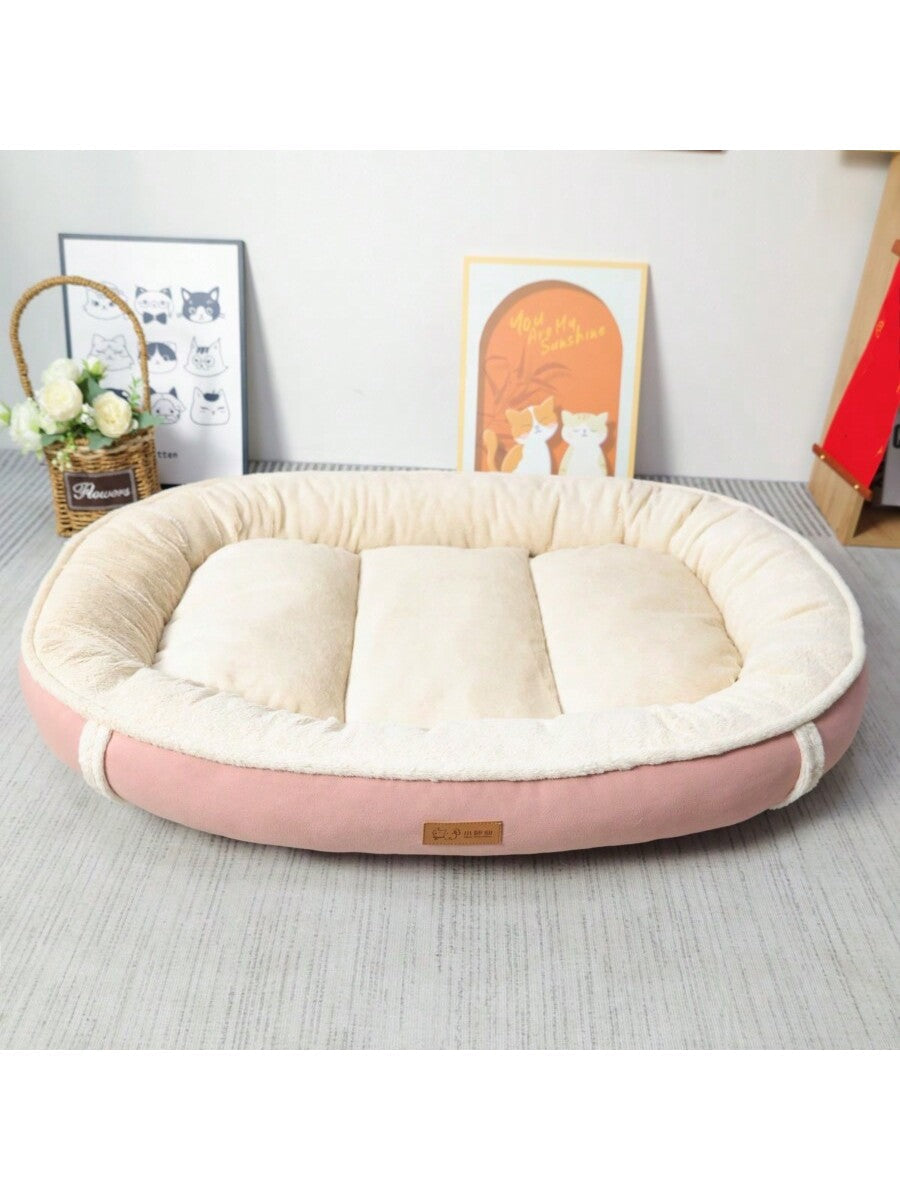 1pc Suede Oval Waterproof And Detachable Pet Bed For Large Dog Or Cat, Suitable For All Seasons With High-End Appearance, Universal For Pets