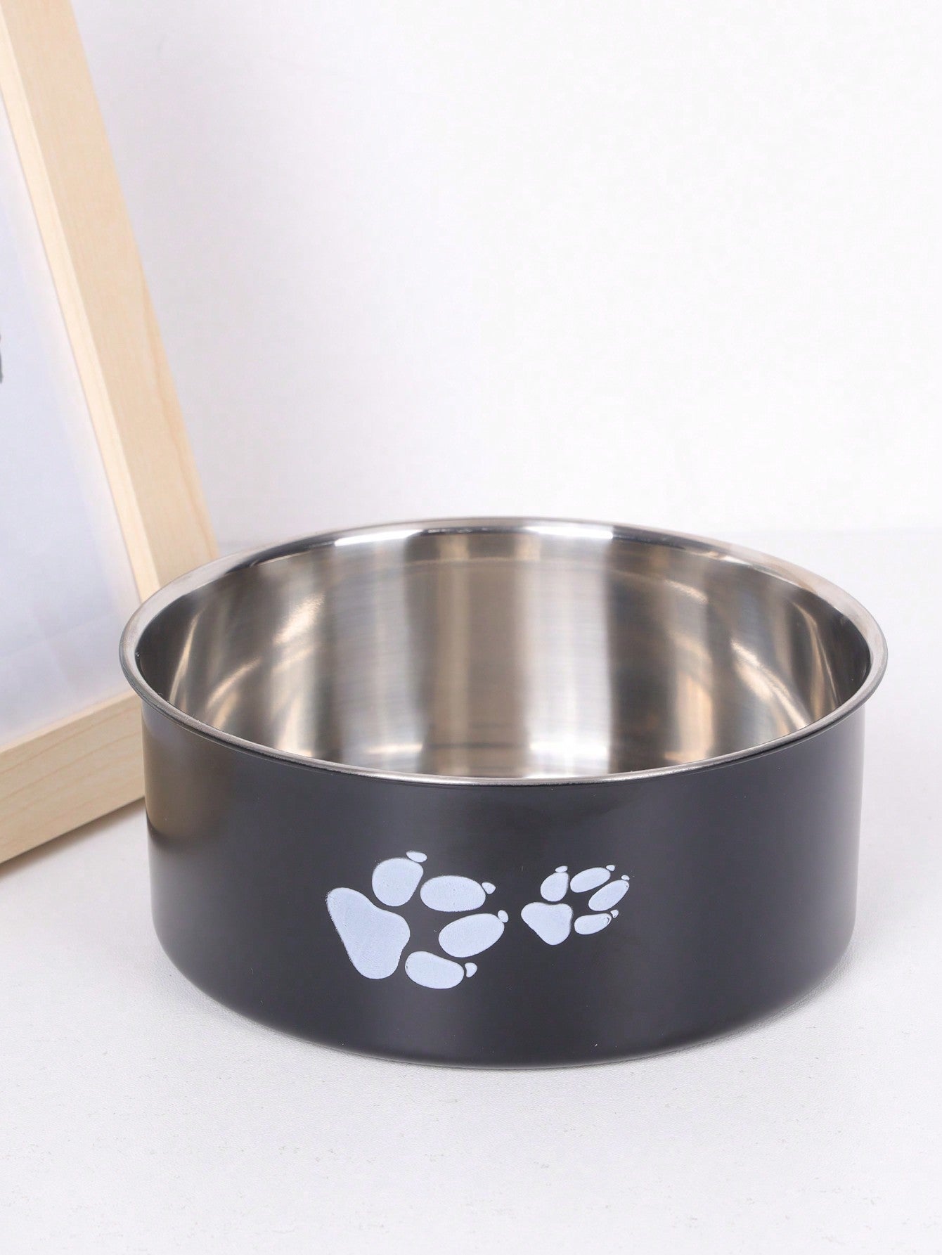 Supet 1pc Cartoon Paw Prints Design Stainless Steel Anti-Slip Pet Bowl For Small And Medium Dogs, Suitable For Indoor And Outdoor Use