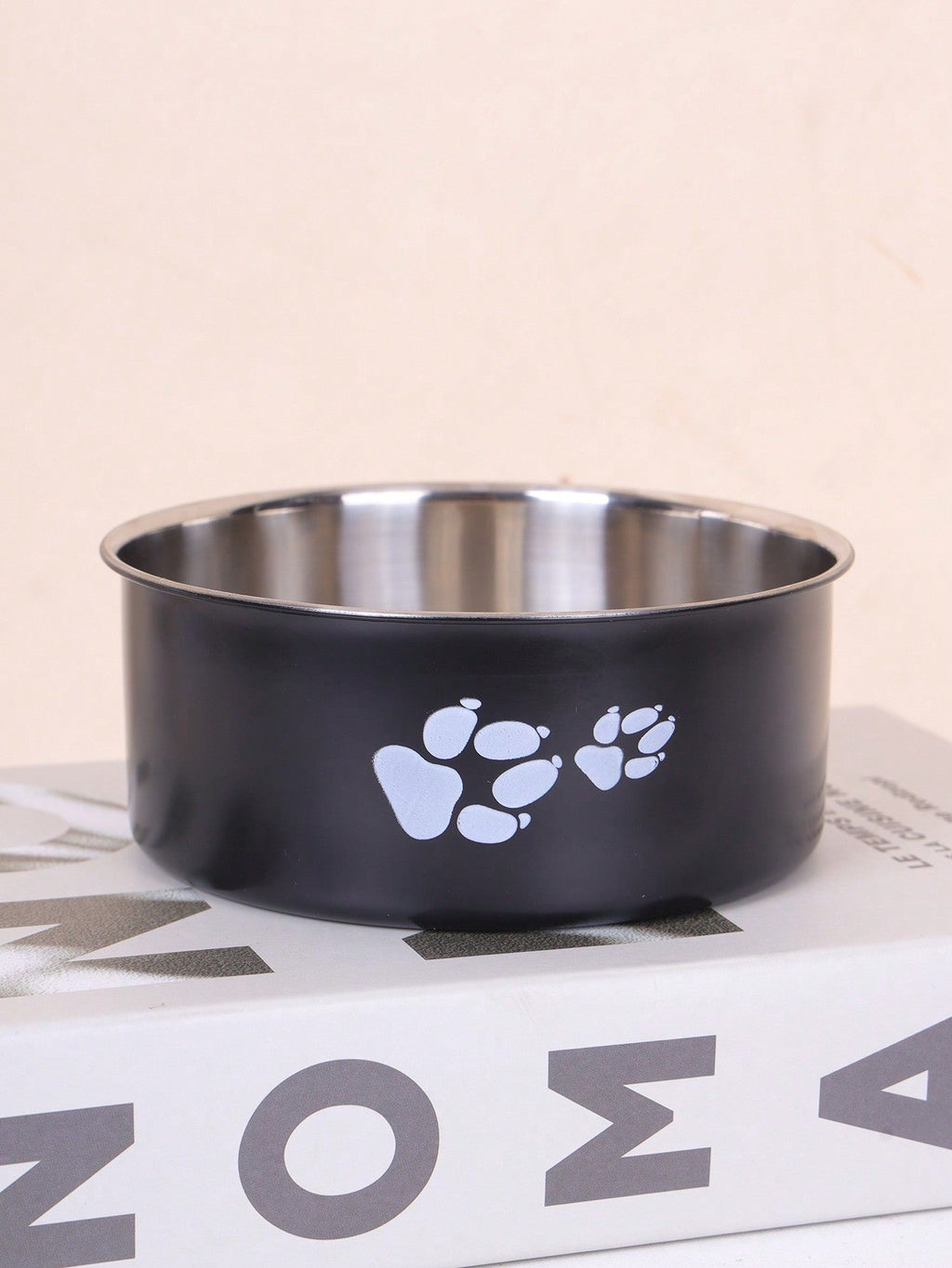 Supet 1pc Cartoon Paw Prints Design Stainless Steel Anti-Slip Pet Bowl For Small And Medium Dogs, Suitable For Indoor And Outdoor Use