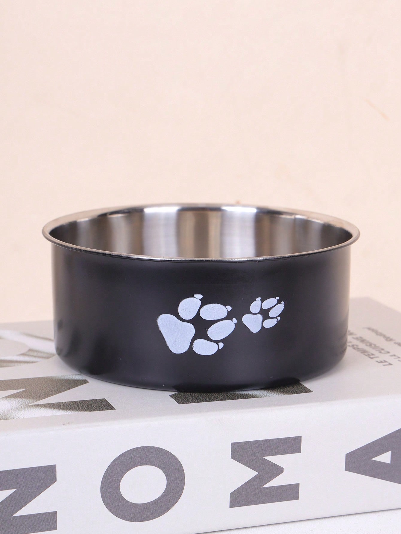Supet 1pc Cartoon Paw Prints Design Stainless Steel Anti-Slip Pet Bowl For Small And Medium Dogs, Suitable For Indoor And Outdoor Use