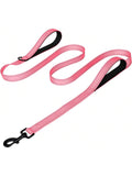 Heavy Duty Double Handle Dog Leash With Reflective Strips For Night Safety - Ideal For Large And Extra Large Breeds - Perfect For Outdoor Walking And Training