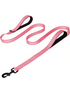 Heavy Duty Double Handle Dog Leash With Reflective Strips For Night Safety - Ideal For Large And Extra Large Breeds - Perfect For Outdoor Walking And Training