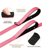 Heavy Duty Double Handle Dog Leash With Reflective Strips For Night Safety - Ideal For Large And Extra Large Breeds - Perfect For Outdoor Walking And Training
