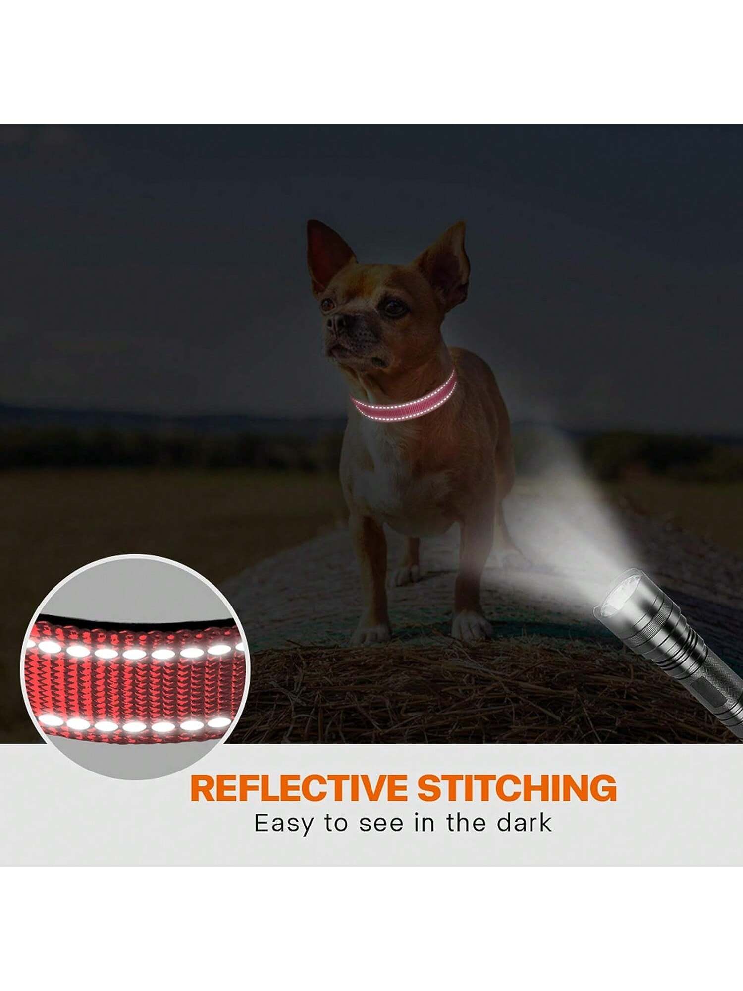 MITOOE 1pc Reflective Dog Collarwith Safety Locking Buckle Adjustable Soft Neoprene Padded Breathable Nylon Pet Collar For Small Medium Large Dogs