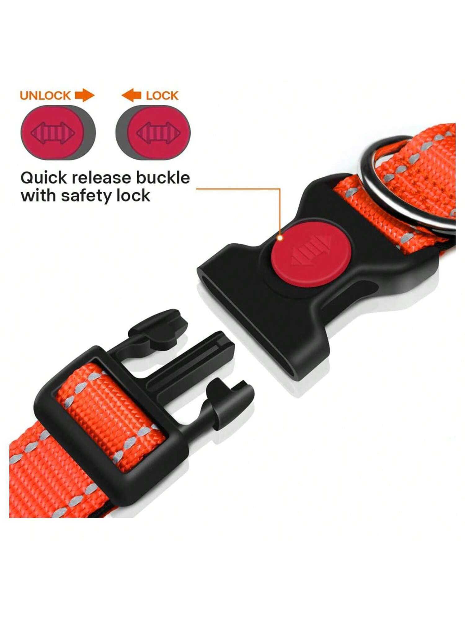 MITOOE 1pc Reflective Dog Collarwith Safety Locking Buckle Adjustable Soft Neoprene Padded Breathable Nylon Pet Collar For Small Medium Large Dogs