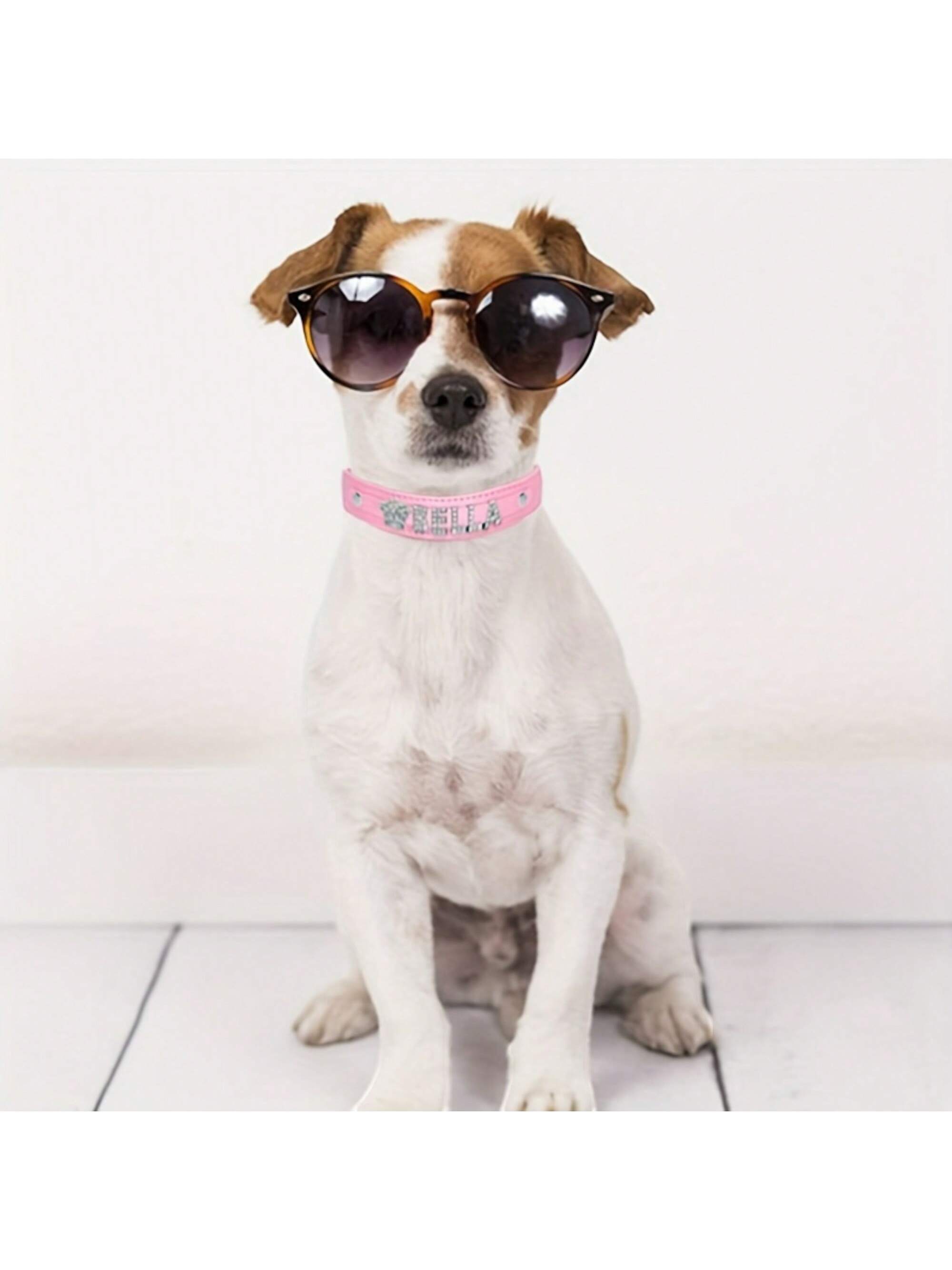 Personalized Dog Collar PU Leather Puppy Cat ID Collars With Rhinestone Heart Star Shaped Dog Accessory For Small Medium And Large Dogs