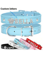 Personalized Dog Collar PU Leather Puppy Cat ID Collars With Rhinestone Heart Star Shaped Dog Accessory For Small Medium And Large Dogs