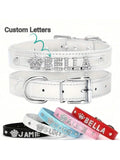 Personalized Dog Collar PU Leather Puppy Cat ID Collars With Rhinestone Heart Star Shaped Dog Accessory For Small Medium And Large Dogs