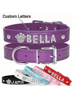 Personalized Dog Collar PU Leather Puppy Cat ID Collars With Rhinestone Heart Star Shaped Dog Accessory For Small Medium And Large Dogs