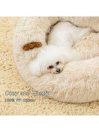 Jiupety Calming Dog And Cat Bed Cute, Cozy Donut Dog Beds, Cute Small Dog Bed, Anti Anxiety Round Dog Bed