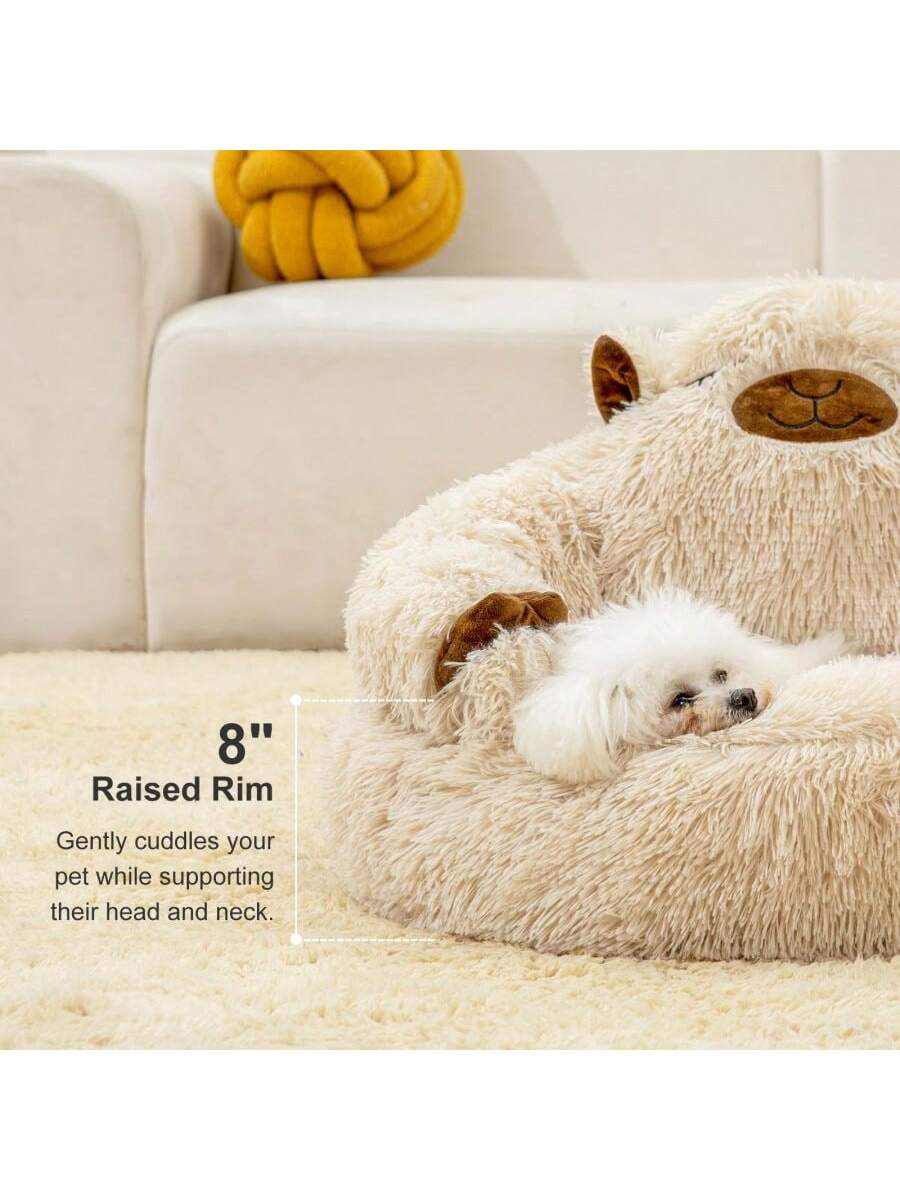 Jiupety Calming Dog And Cat Bed Cute, Cozy Donut Dog Beds, Cute Small Dog Bed, Anti Anxiety Round Dog Bed