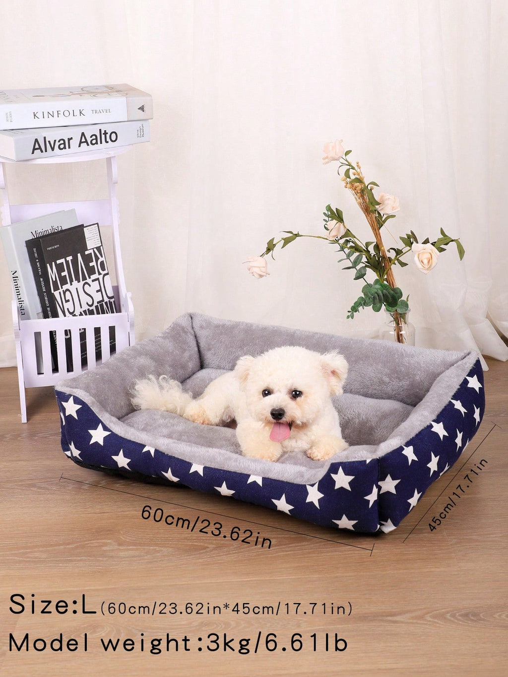 1pc Four Seasons Blue Star Patterned Warm & Breathable Pet Bed Suitable For Small, Medium, And Large Cats And Dogs