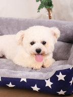 1pc Four Seasons Blue Star Patterned Warm & Breathable Pet Bed Suitable For Small, Medium, And Large Cats And Dogs