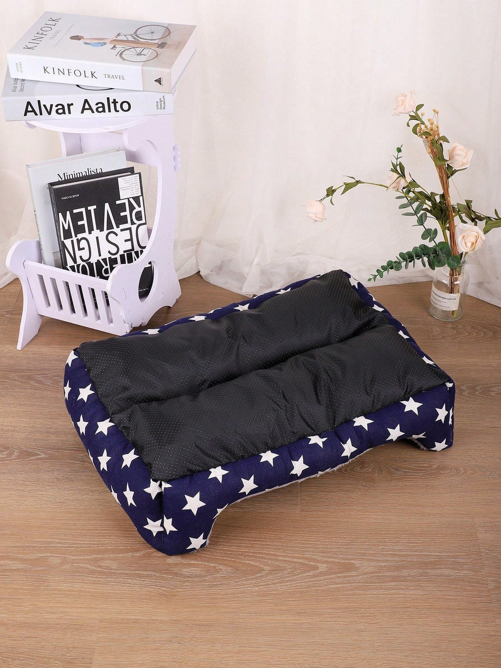 1pc Four Seasons Blue Star Patterned Warm & Breathable Pet Bed Suitable For Small, Medium, And Large Cats And Dogs