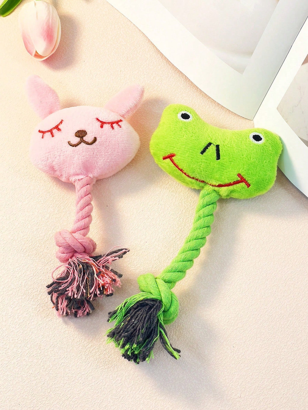 A Cartoon Animal Model Pet Voice Toys, Dog Toys, Interactive Toys, Rope Combination To Make It Look More Bite-Resistant, Suitable For Teddy Bears, Corgis Small Dogs Chew,