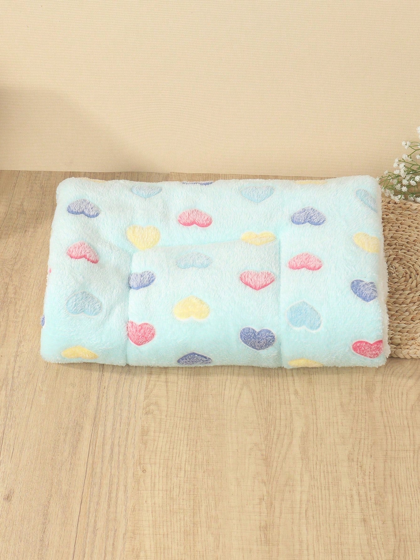 1pc Polyester Star & Heart Breathable Washable Thick Pet Bed Mat For Medium-Small Cats & Dogs, All Seasons (Teddy/Bichon Frise)