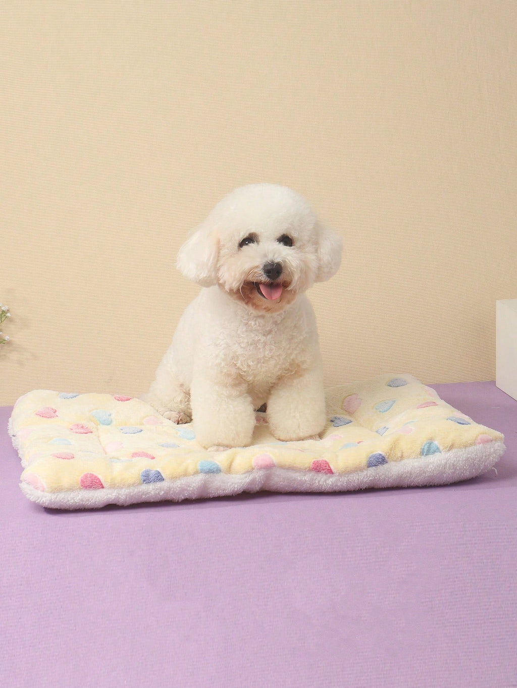 1pc Polyester Star & Heart Breathable Washable Thick Pet Bed Mat For Medium-Small Cats & Dogs, All Seasons (Teddy/Bichon Frise)